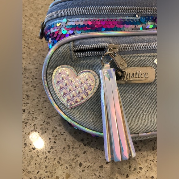 Justice Denim Flip Sequin Belt Bag Unicorn - Picture 2 of 14